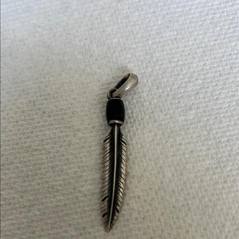 David Yurman Silver and Black Feather Jewelry Pendant
